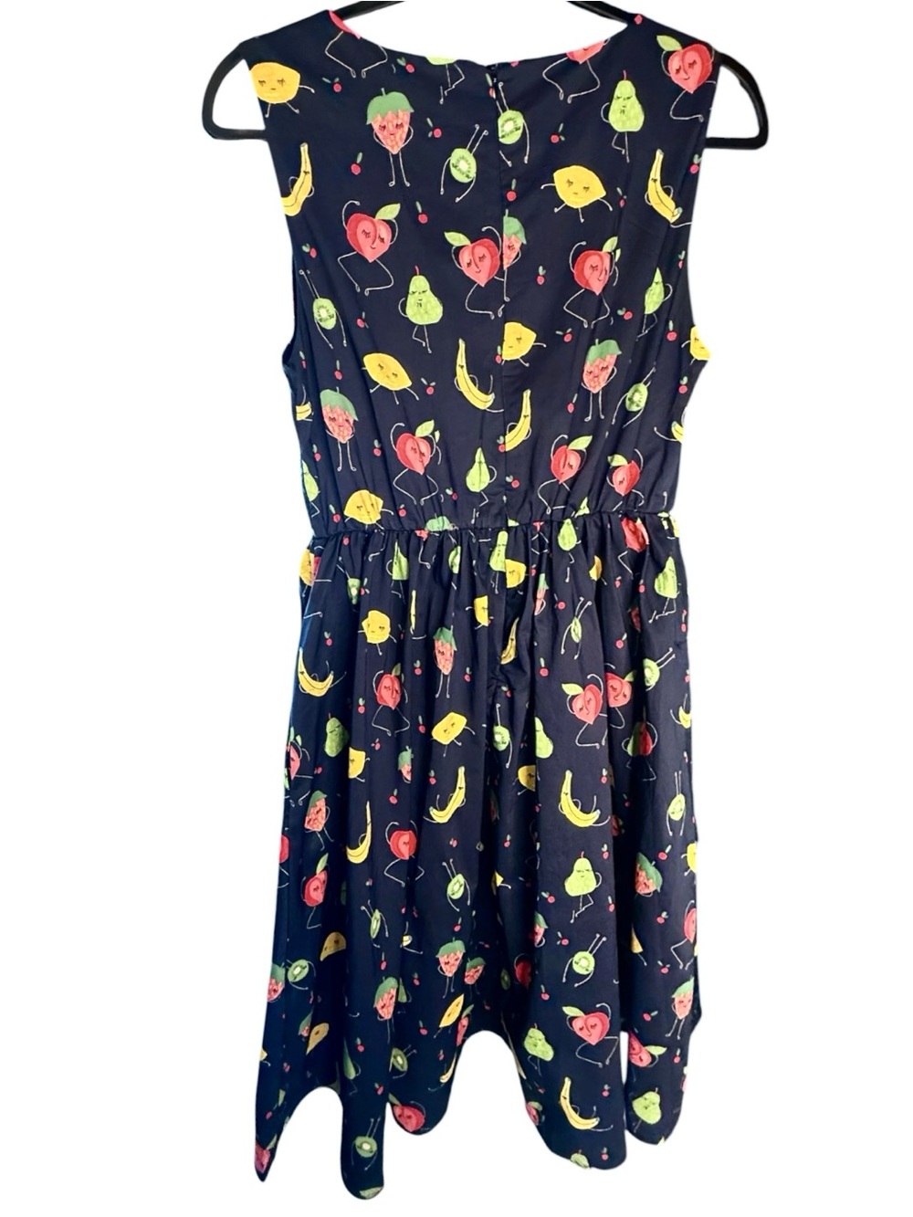 Tulip B Retro Style Navy Fruit Print Sleeveless Dress Pockets Lined NWT - Picture 3 of 5